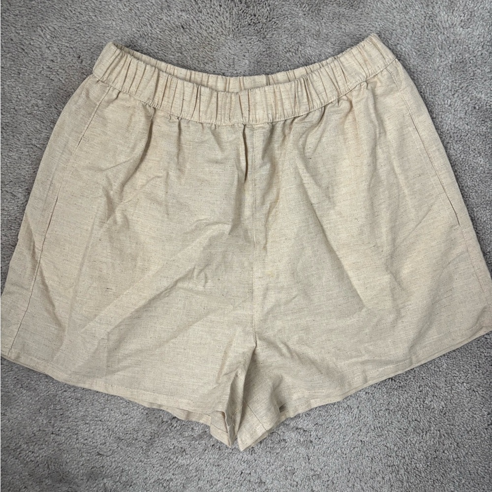 Lulus High-Waisted Linen Blend Shorts | Size M 🌾
